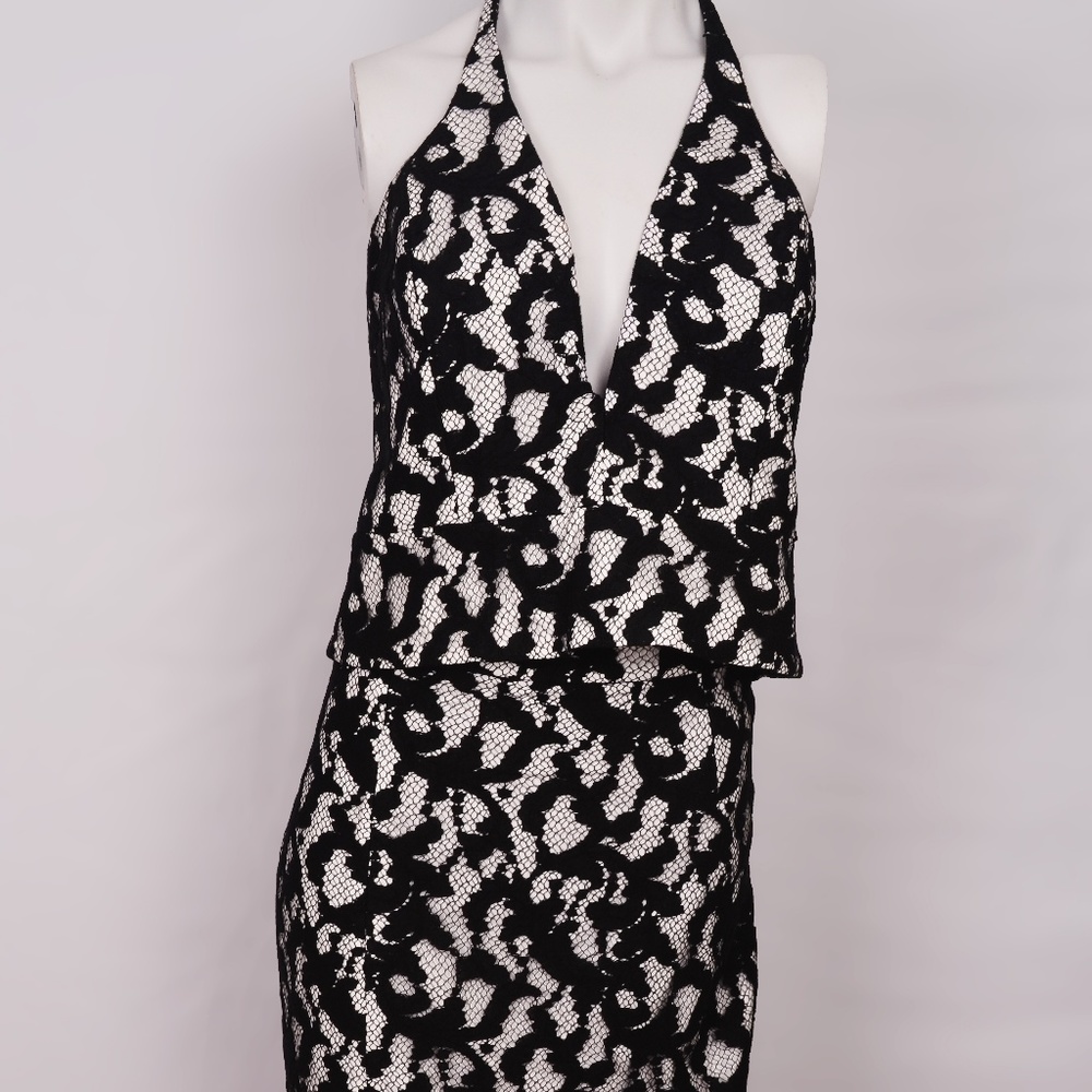 Bardot White & Black Lace 2pc. Party Dress (10/L)